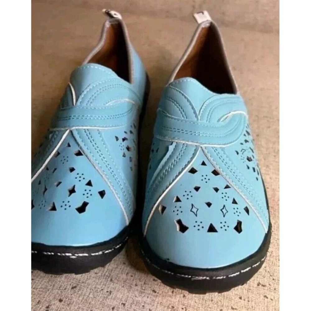 J'Adior Womens Sz 5/6 Shoes Blue, Light Sky Blue, Grip Bottoms Slip On Cute NWOT